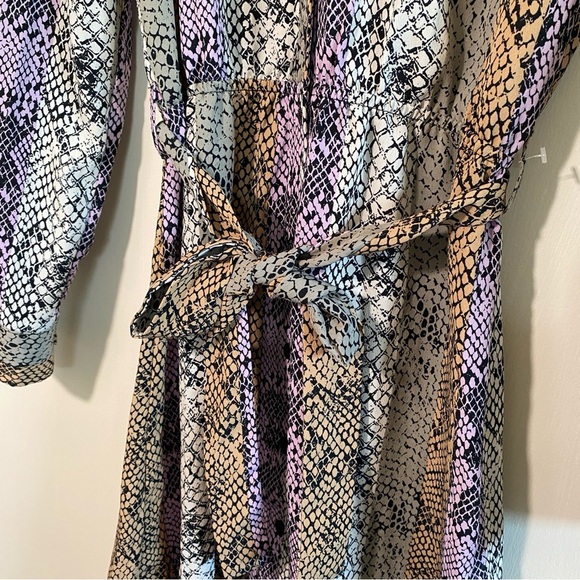 Miss Selfridge Snake Print Midi Dress In‎ Lilac Size 4 Preppy Feminine Flowy - Picture 11 of 16